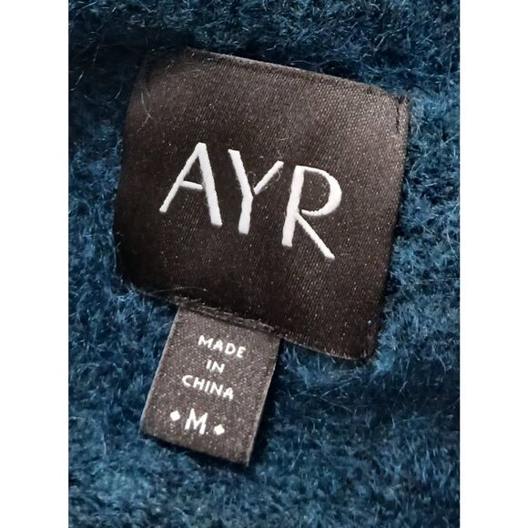 Ayr womens medium WOOL SUPERKID MOHAIR sweater turquoise blue pullover slouchy - Picture 6 of 9